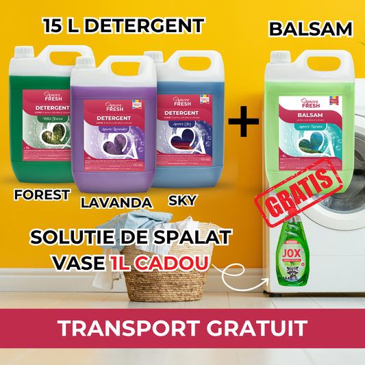 Pachet Complet 3x5L Detergent + 5L Balsam + Solutie Vase CADOU!