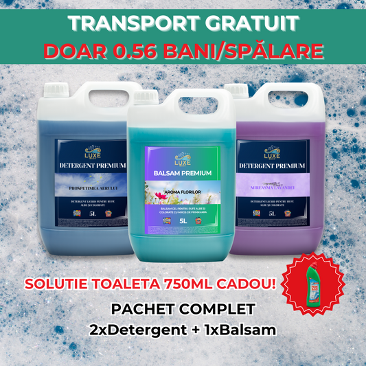 Pachet Complet 2x5L Detergent + 5L Balsam + Solutie Vase CADOU!